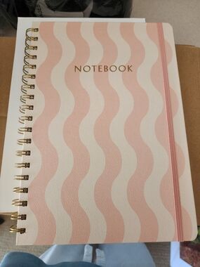 Threshold Pink & White Wavy Spiral Notebook with Gold Accents